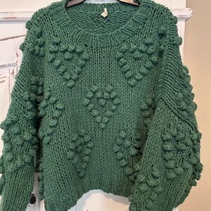 Wishlist Textured Knit Sweater in Green